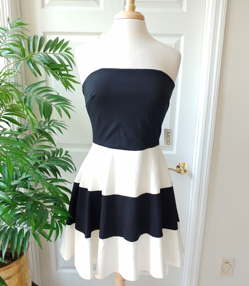 (SOLD) MOD Striped Tube Fit & Flare Mini Dress - Picture 1 of 9